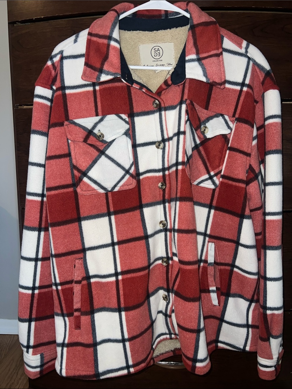 Red Plaid Sherpa-Lined Shacket Jacket - Women's